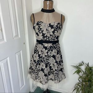 RYU: Mesh, Tulle, Embroidered Blk/Cream Dress NWT